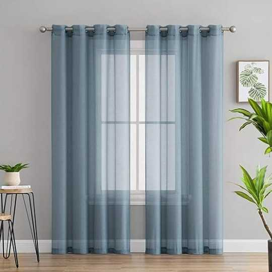 Rèm voan xanh pastel